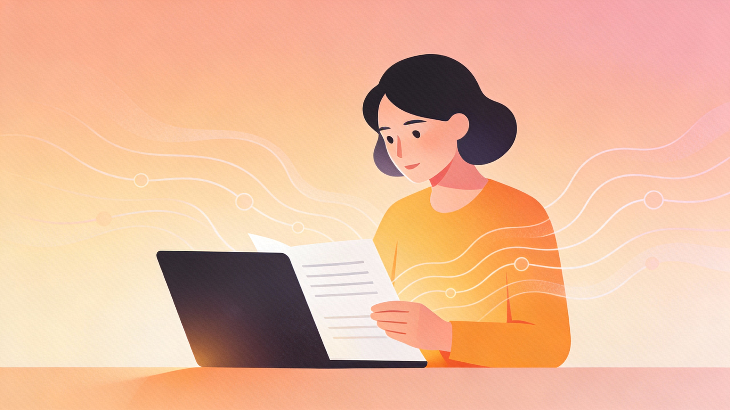 A calm editorial illustration of meditation and receiving news