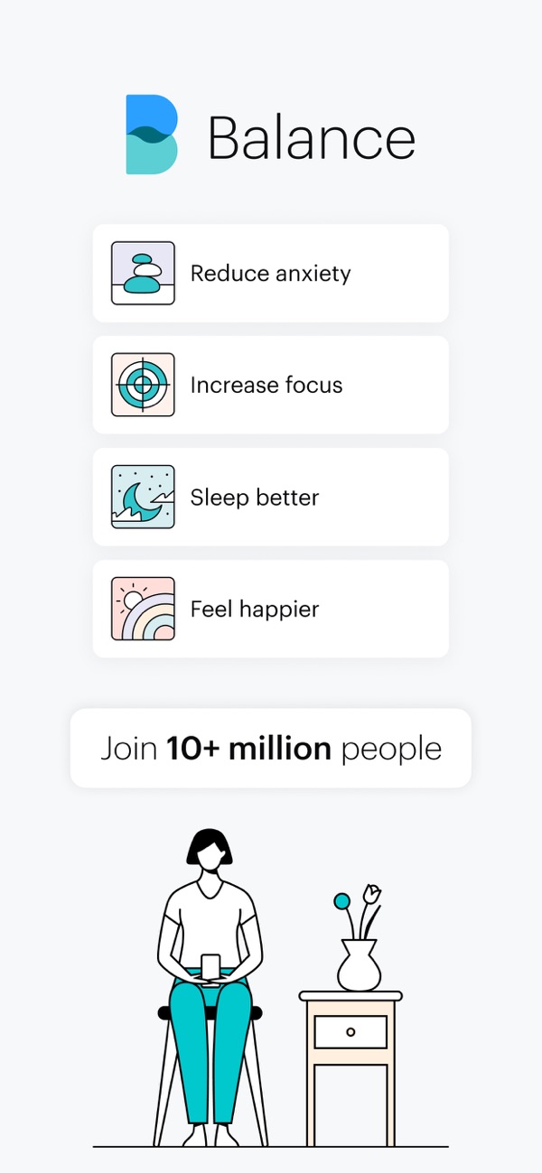 Balance home screen with a personalized meditation plan